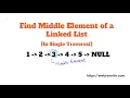 Middle of the Linked List Find Middle Element of Linked List in Single Pass