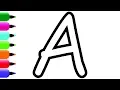 Coloring Glitter Alphabet A-Z Learn ABCDEFGHIJKLMNOPQRSTUVWXYZ Coloring Page