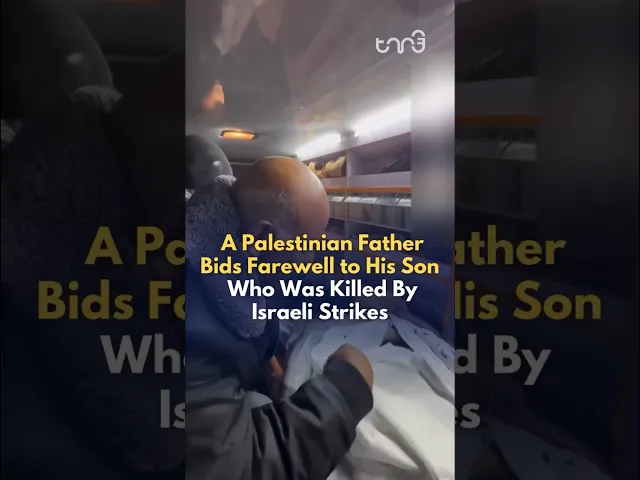 ⁣A Palestinian father bids farewell to his son who was killed by an Israeli strike.  #news #son #dad