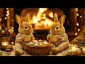 Happy Easter Coffee Jazz - Cozy Jazz Music with Fireplace Cute Bunnies Spring Cafe Ambience