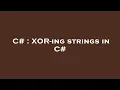 C XOR-ing strings in C