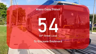 Weekday Only Extension Miami-Dade Transit Route 54 to Biscayne Boulevard 2018 New Flyer XN40