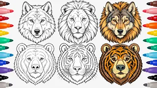 Coloring Amazing Animal Hybrids  Wolf Lion & Tiger Bear