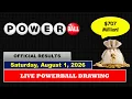 Powerball Winning Numbers Saturday August 1 2026 707 Million Drawing Results