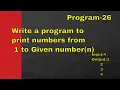 PYTHON Write a program to print numbers from 1 to Given number n VL INFOTECH