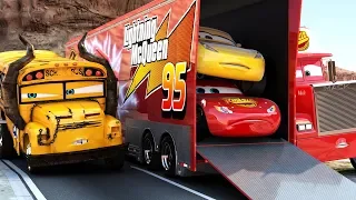 Lightning McQueen Vs Miss Fritter Epic Race For A Bunch Of Oil Disney Cars Toys Movies 