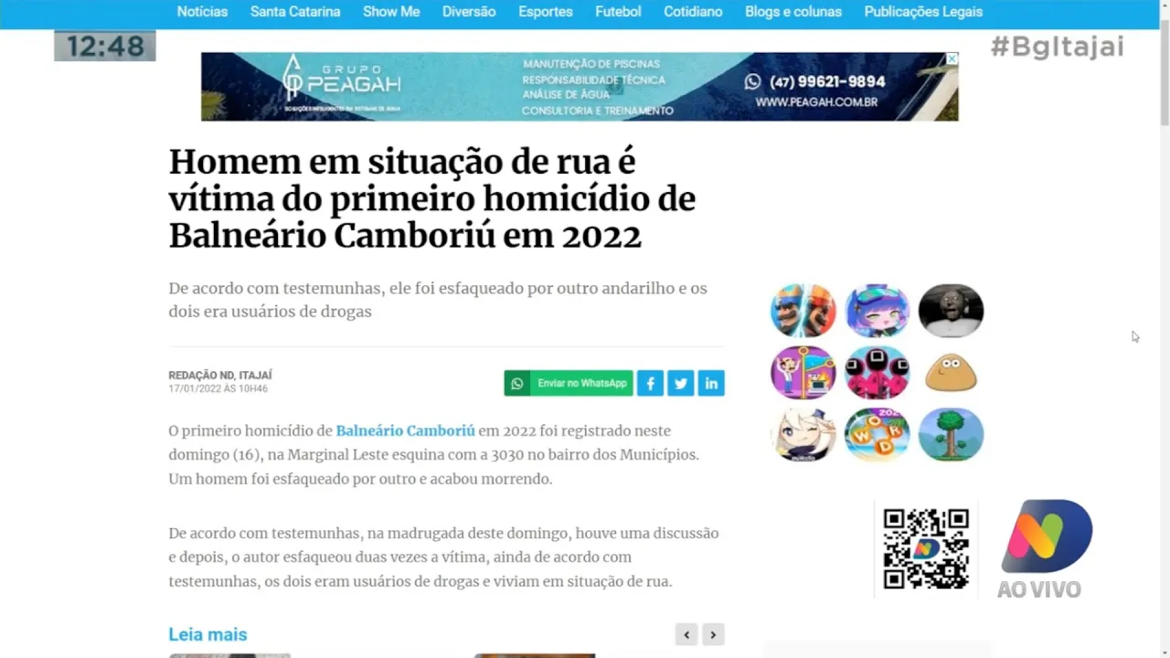 Cidade de Balneário Camboriú registro primeiro homicídio de 2022