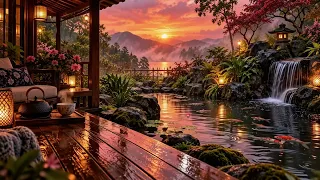 Sunset Rain Garden Rain and nature ambience