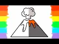 How to Draw and Color Volcano Coloring Page