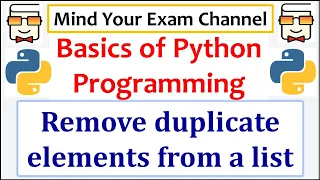Remove duplicate elements from a list Python Programming for Beginners Basics of Python Free