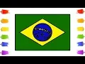 How to Draw Brazil Flag Brazilian Flag Art Coloring for Kids Learn Step by Step Little Channel
