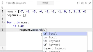 csc121 Lists - Sum of Negative Numbers