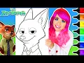 Coloring Zootopia Nick Wilde Disney Coloring Page Ohuhu Art Markers
