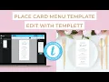 Edit with Templett V2 - Place Card Menu Template tutorial