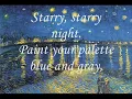 Lagu starry starry nights | Don mclean | song with lyrics and paintings of van gogh