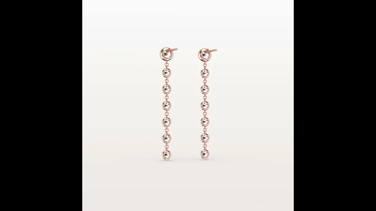 Bezel Lab Diamond Linear Drop Earrings in 14K Gold/Platinum