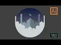 Flat Design mosque Illustrator CC Tutorial 1