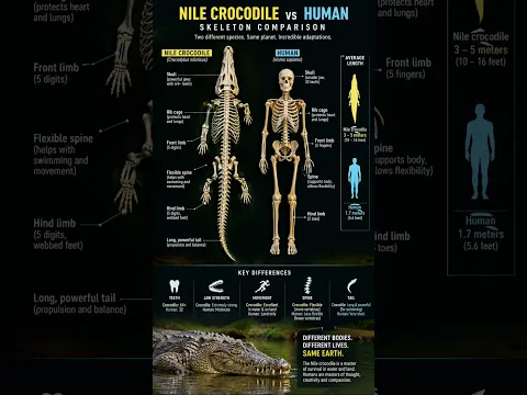 Nile Crocodile vs Human Skeleton ππ | The Differences Are Incredible!
