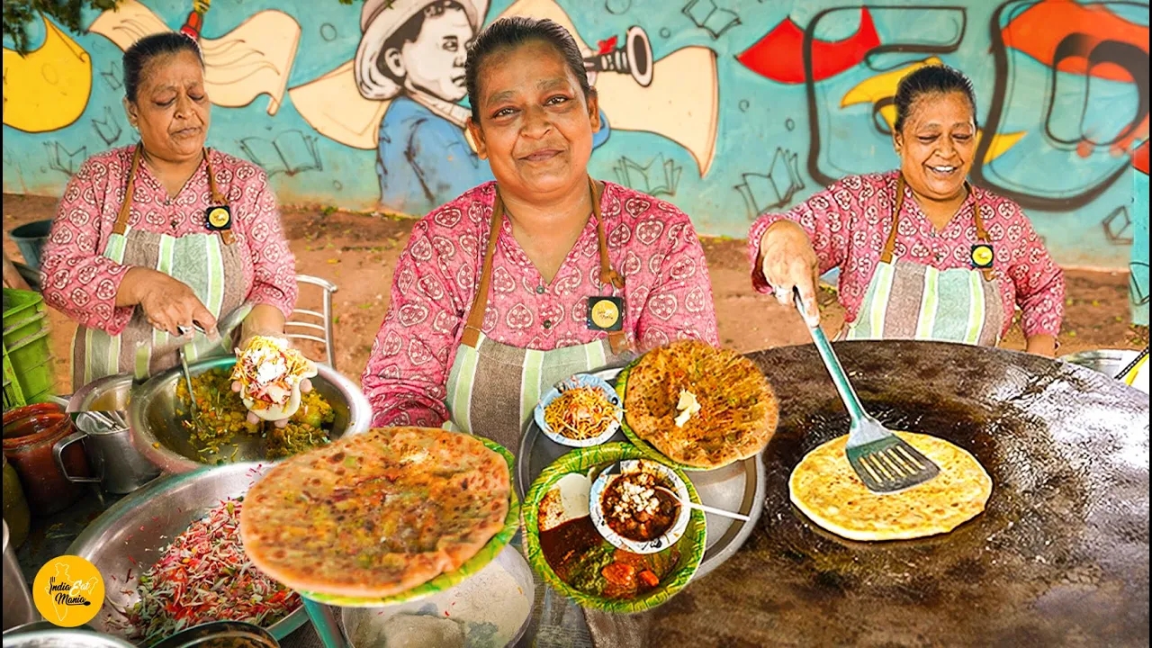 Hardworking Julie Aunty Ka Biggest Panchratan Parantha Making Rs 40/- Only l Bhubaneswar Street Food