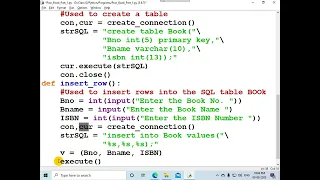 Python-MySQL connectivity Menu driven program - 3 Part 2 of 3