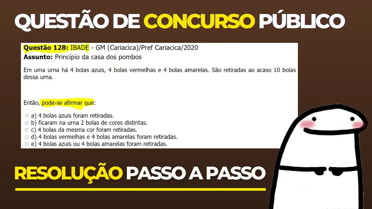 👨‍🏫 Questão 128 BANCA #IBADE 📚  Princípio da casa dos pombos♟️ Raciocínio Lógico para #concursos