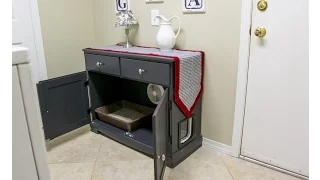 DIY Upcycling Project Turning a Hutch into a Kitty Litter Box