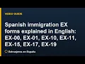 Spanish immigration EX forms explained in English EX-00 EX-01 EX-10 EX-11 EX-15 EX-17 EX-19