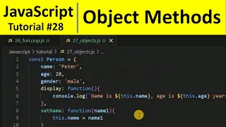 JavaScript Tutorial 28 - Object Methods in JavaScript Programming For Beginners