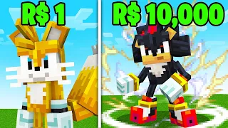SONIC de R$1 VS R$10.000 no MINECRAFT! Qual o MAIS FORTE?