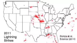 US map flashes with lightning strikes of 2011