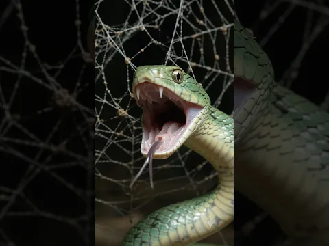 Araña tejiendo una telaraña para atrapar una serpiente, captada en cámara.