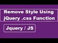Remove Style Using jQuery Css Function