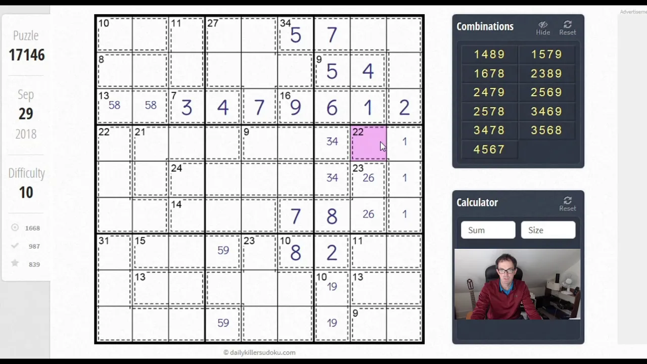 Viewer-requested Extreme Killer Sudoku - Not For The Faint-Hearted