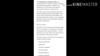 CBCL Child behaviour Checklist