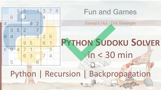 Sudoku Solver in Python 30 mins recursion back-propagation Fun Games at Saravji s Hut