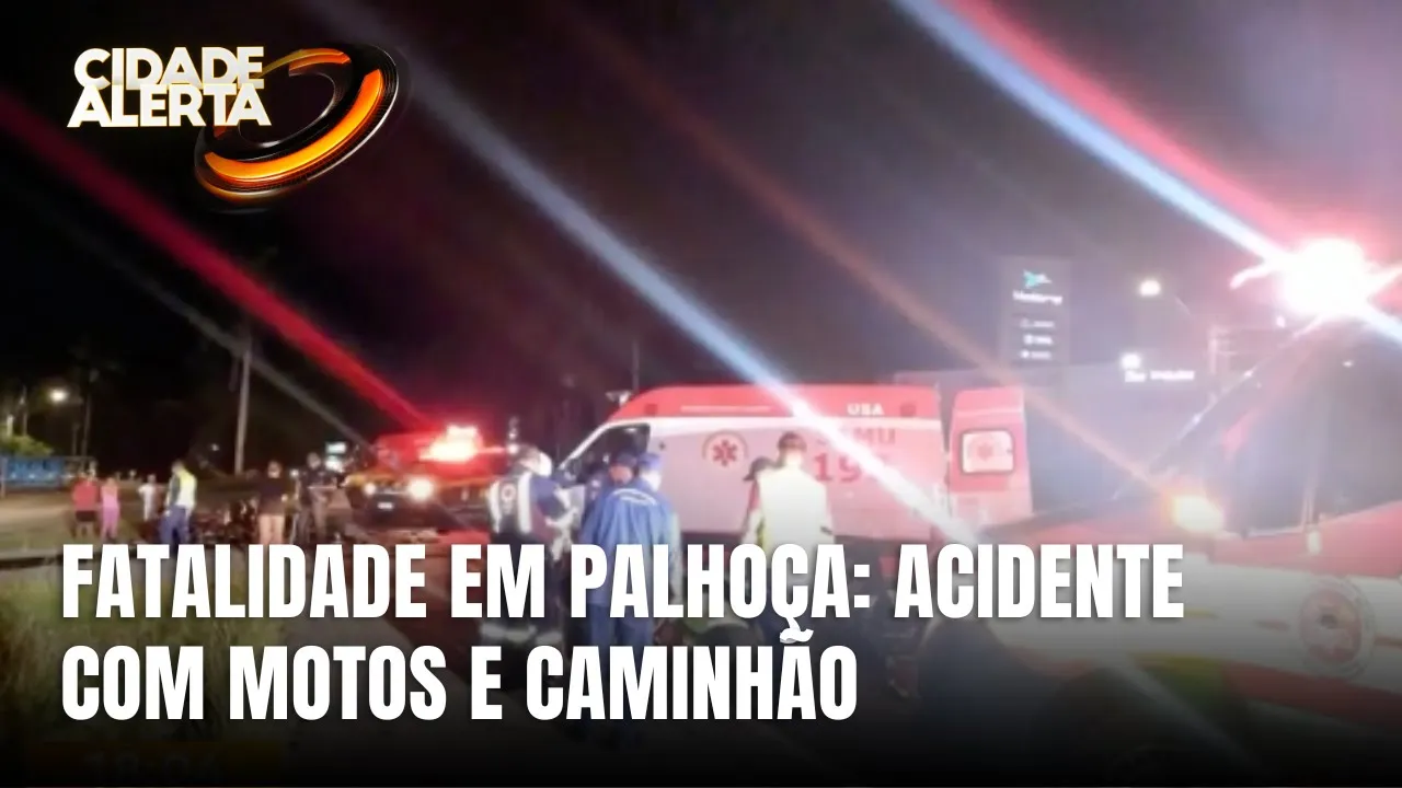 Casal morre em grave acidente entre motos e caminhão em Palhoça