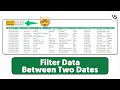 Filter Data between Two Dates in Excel