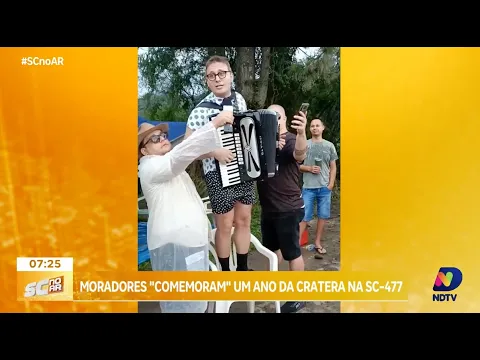 Aniversário de um ano da cratera na SC-477 é comemorado com churrasco e fogos em Doutor Pedrinho