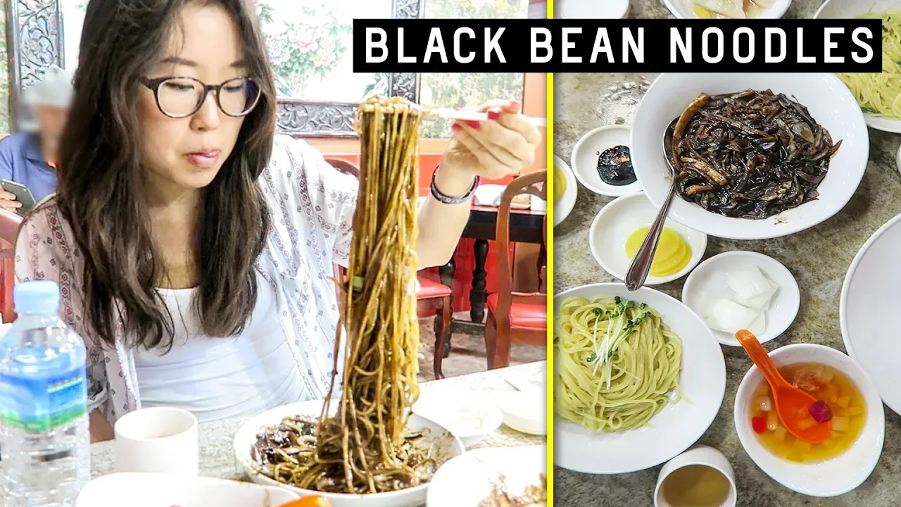 BLACK BEAN NOODLES  Chinatown in South Korea ft  Lamb Skewers