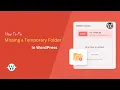 How To Fix Missing a Temporary Folder Error in WordPress wpbeginner