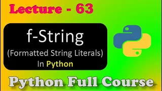 f-string in Python Python Full Course In Hindi