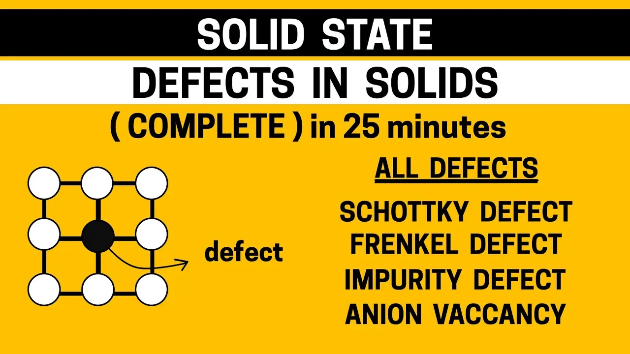 Defects in Solids [Complete] in 25 minutes | Solid State