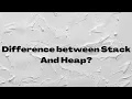 What is difference Stack and Heap Memory Java Interview Questions QA Automation