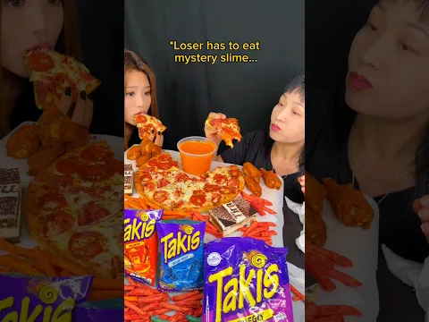 Cheesy pepperoni pizza in butter chicken race eating challenge… #food #eating #mukbang #pizza #race