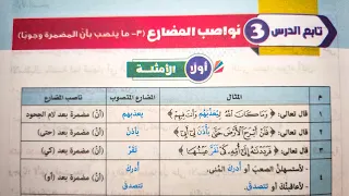 تابع الدرس ٣ نواصب المضارع ما ينصب بأن المضمرة وجوبا للصف الثالث الإعدادي الأزهري الترم الأول 2025 