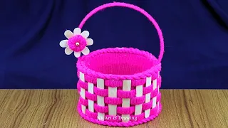 Brilliant Ideas! I Turned Woolen and Plastic Bottle Into an Amazing Basket! Woolen Craft Idea