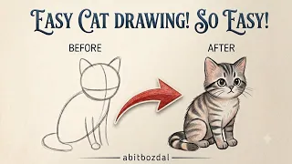 Step-by-Step Guide to Drawing a Cat—It's Very Easy!✍🏻🐈‍⬛