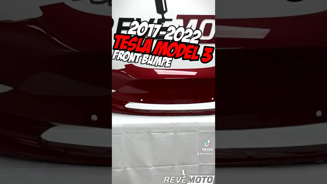 2017-2023 Tesla Model 3 : Front Bumper Painted (WITHOUT: Retainers for the Ultra Sonic Park Assist Sensors)