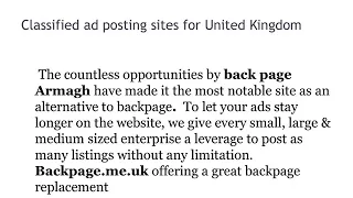 Classified sites for the United Kingdom Backpage Armagh