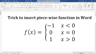 Trick to insert Piece Wise function in Word Shortcut to insert a piecewise function in Ms Word
